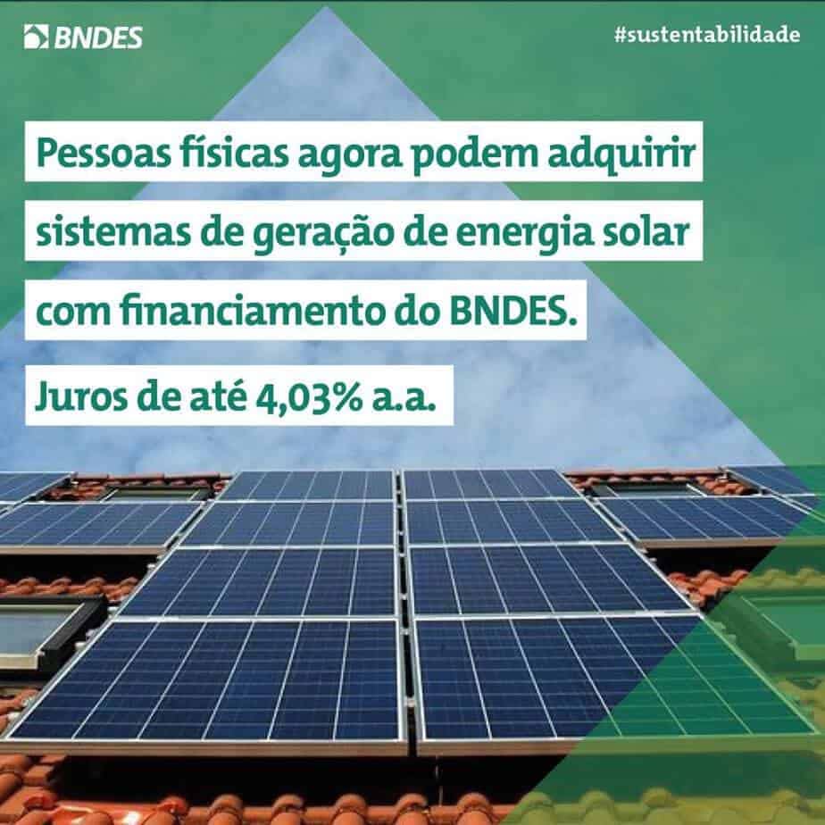 BNDES financia energia solar para pessoa física